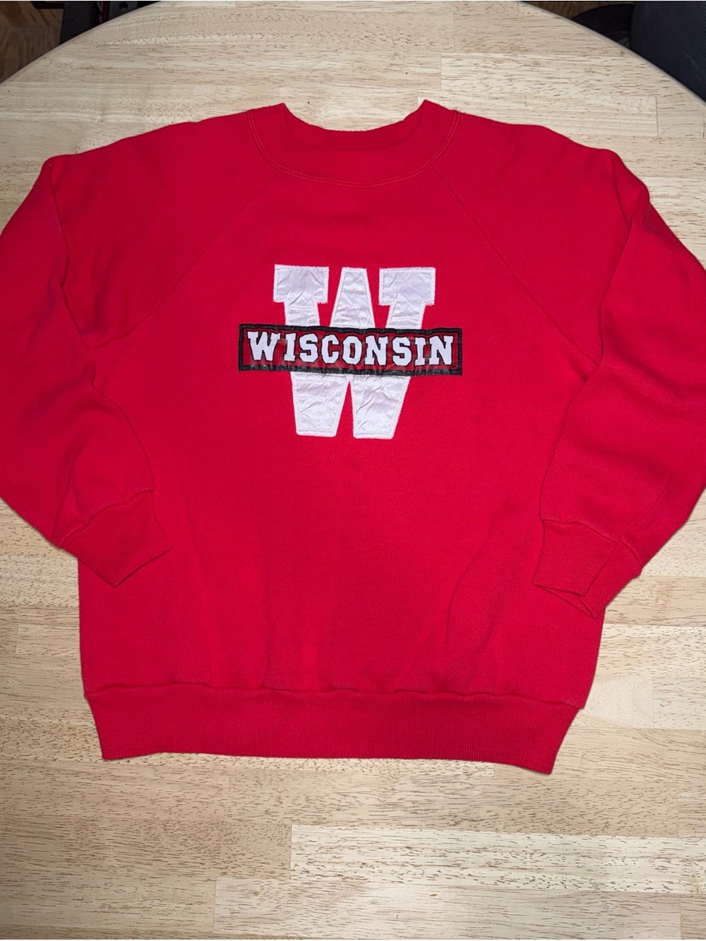 Vintage 90s Made In USA Wisconsin Badgers Crewneck Sweatshirt Large Red White